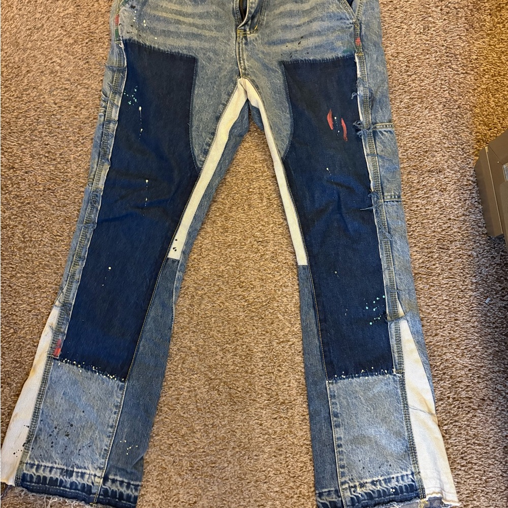 Stylish Blue Patchwork Jeans For Men - image 1